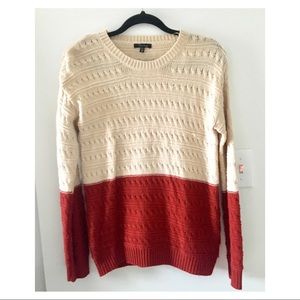 Cream and Burnt Orange Knitted Sweater